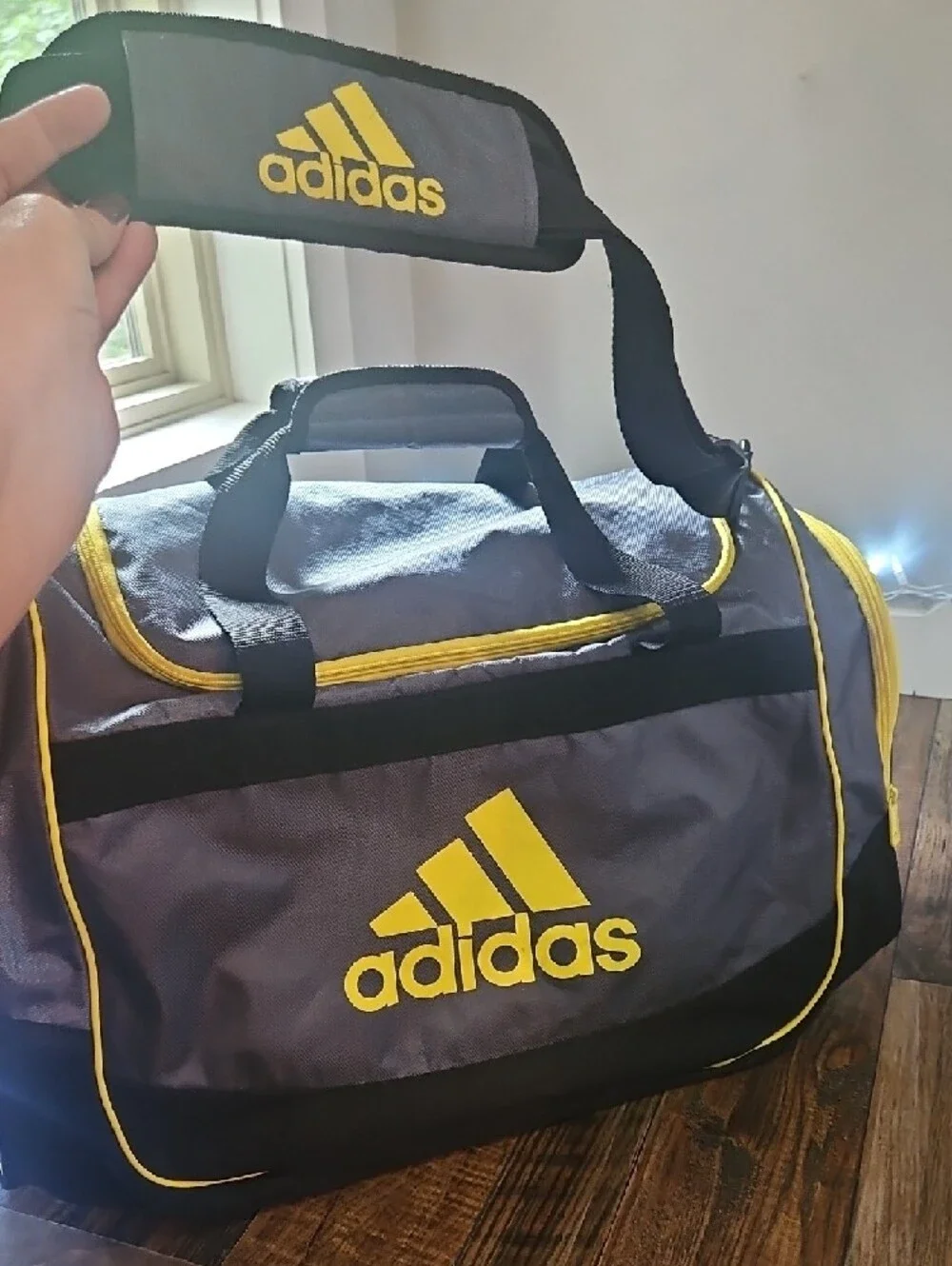 adidas Black and Yellow Sports Duffel Bag